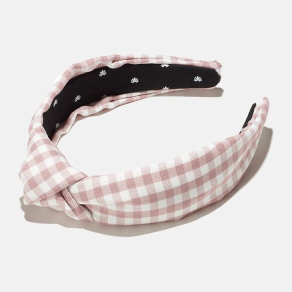 Lele Sadoughi Gingham Knotted Headband Lavender White MINT - Picture 8 of 9